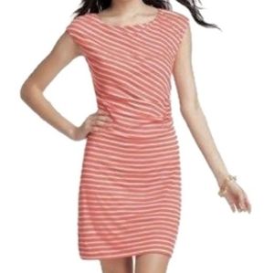 Pink striped LOFT jersey dress